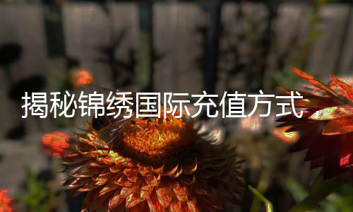 揭秘锦绣国际充值方式，畅享无忧游戏体验