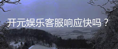 开元娱乐客服响应快吗？实测体验告诉你答案