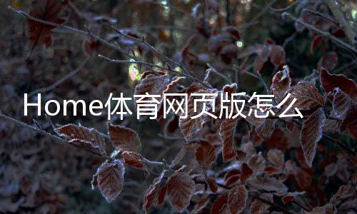 Home体育网页版怎么样?玩家真实体验与深度评测